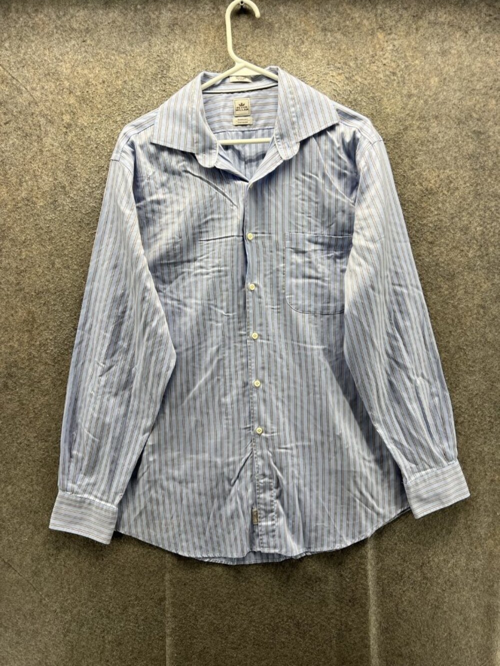 Peter Millar Dress Shirt Mens 16.5 Blue Stripe Classic Fit Long Sleeve